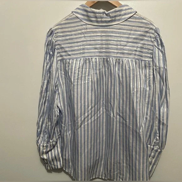 Veronica Beard Blue and White Striped Button Down Shirt - Picture 7 of 8